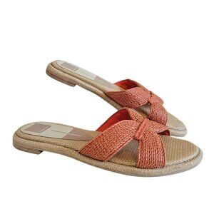 Dolce Vita Atomic Orange/Tan Woven Raffia Bold Slip On Sandals Coast Cruise 10